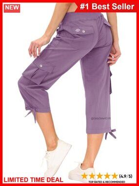 Women's Cargo Capris Lightweight Quick Dry Hiking Pants 6 Pockets